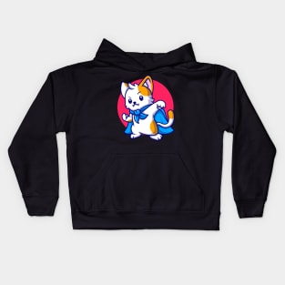 Cute cat super hero Kids Hoodie